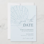 Coastal Blue Shell Hand Drawn Seashell Wedding Save The Date (Vorderseite)