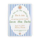 Coastal Blue Streifen Save the Date Magnet (Vertikal)