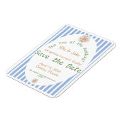 Coastal Blue Streifen Save the Date Magnet (Linke Seite)