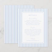 Coastal Blue Striped Wedding Detail Begleitkarte (Vorne/Hinten)