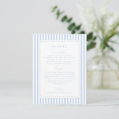 Coastal Blue Striped Wedding Detail Begleitkarte (Stehend Vorderseite)