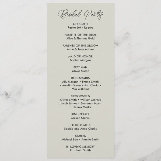 Coastal Blue Tropical Beach Hochzeit in Urlaubsort Programm (Rückseite)