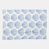 Coastal Blue und White Scallop Seashell Geschirrtuch (Horizontal)