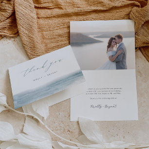 Coastal Blue Watercolor Hochzeit Dankeskarte