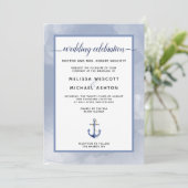 Coastal Blue Watercolor Nautical Event oder Hochze Einladung (Stehend Vorderseite)