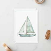 Coastal Blue Watercolor Sailboat Personalized Note Mitteilungskarte (Vorderseite/Rückseite Beispiel)