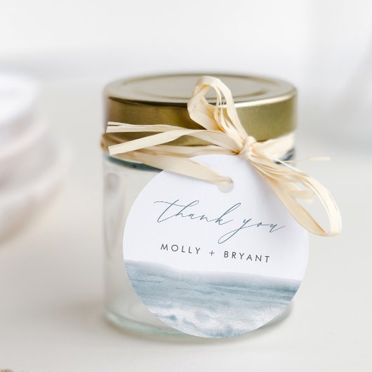 Coastal Blue Watercolor Wedding Vielen Dank Geschenkanhänger