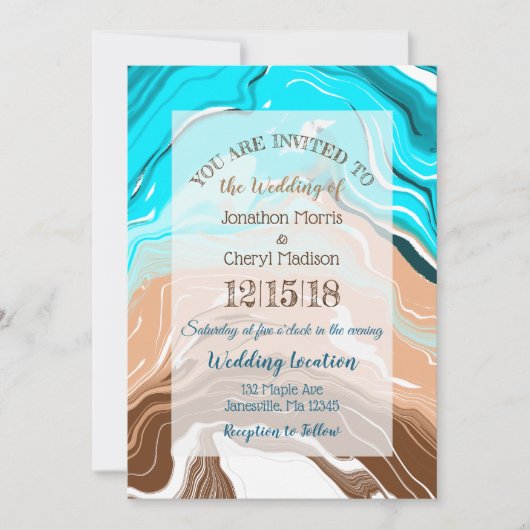 Coastal Blue Wedding Einladung