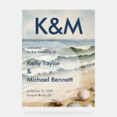 Coastal Blue Wedding Eintrag mit Initials Acrylschild (Vorderseite)