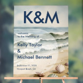 Coastal Blue Wedding Eintrag mit Initials Acrylschild (Neutral)