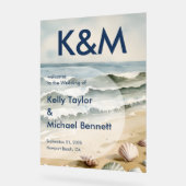 Coastal Blue Wedding Eintrag mit Initials Acrylschild (Winkel)