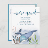Coastal Blue Whale Nautical New Address Moving Ankündigungspostkarte (Vorne/Hinten)