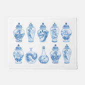 Coastal Blue White Chinoiserie Temple Ginger Jars Fußmatte (Vorderseite)