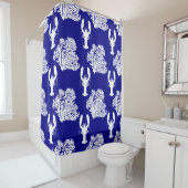 Coastal Blue White Lobster Muster Duschvorhang (Beispiel)