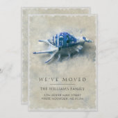 Coastal Blue White Seashell Sand Moving Ankündigung (Vorne/Hinten)