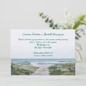 Coastal Boardwalk handgeschriebene Quill Pen Hochz Einladung (Stehend Vorderseite)