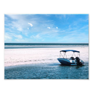 Coastal Boat Wall Art Minimalist Ocean Blue Fotodruck