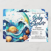 Coastal Boho Babydusche Einladung (Vorne/Hinten)