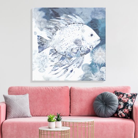 Coastal Boho Fish Canvas Print Leinwanddruck (Insitu (Wohnzimmer))