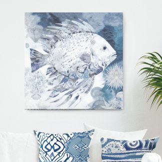 Coastal Boho Fish Canvas Print Leinwanddruck