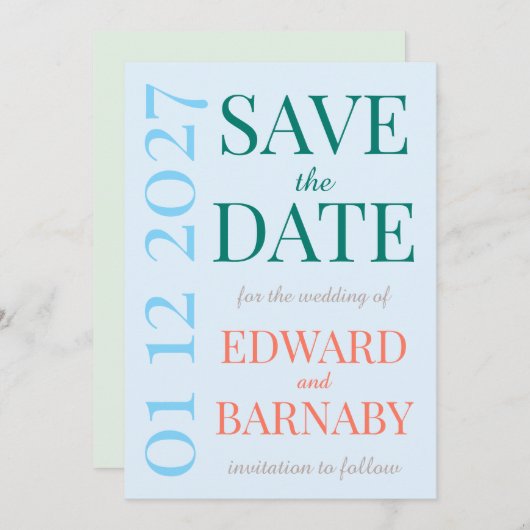 Coastal Breeze-Typografie-Hochzeit Save The Date (Vorne/Hinten)