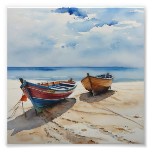 "Coastal Calm" Eine ruhige Wasserfarbenwelt Fotodruck