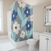 Coastal Calm Florals | Indigo & Turquoise pattern Duschvorhang (Beispiel)