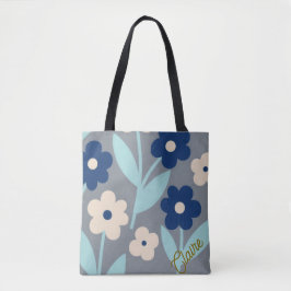 Coastal Calm Florals | Indigo & Turquoise pattern Tasche