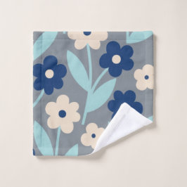 Coastal Calm Florals | Indigo & Turquoise pattern Waschlappen