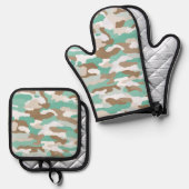 Coastal Camouflage Ofenhandschuh & Topflappen-Set (Vorderseite/Rückseite)