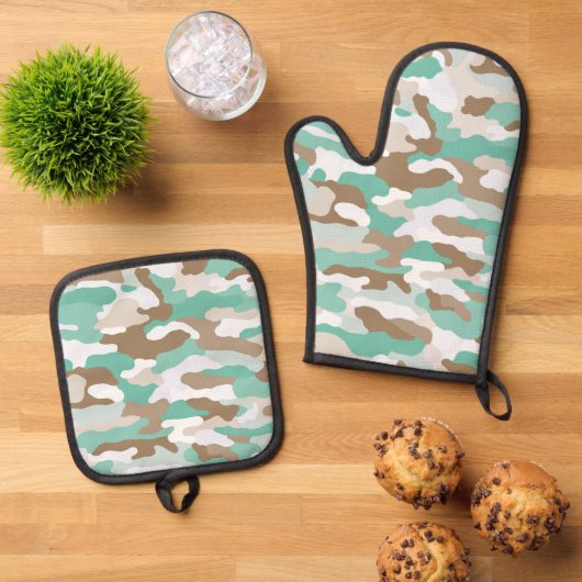 Coastal Camouflage Ofenhandschuh & Topflappen-Set (Oben Unten)