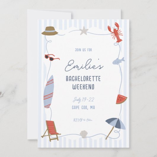 Coastal Cape Cod Bachelorette Itinerary Invite  Einladung (Vorderseite)