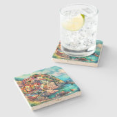 Coastal Charm Cinque Terre | Steinuntersetzer (Seitenansicht)