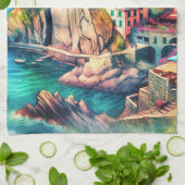 Coastal Charm Italien Cinque Terre | Geschirrtuch (Gefaltet)