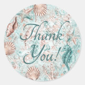 Coastal Chic | Aquamarin Green and Coral Reef Viel Runder Aufkleber (Vorderseite)