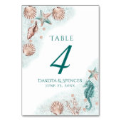 Coastal Chic | Aquamariner Empfang von Grün- und K Tischnummer (Rückseite)