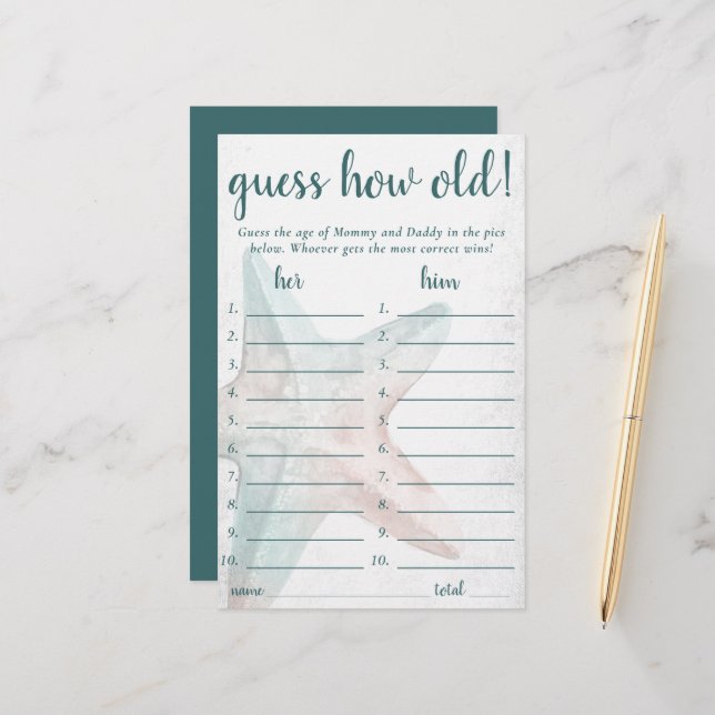 Coastal Chic | Aquamariner Starfish Rätselraten Wi (Vorderseite/Rückseite Beispiel)