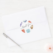 Coastal Chic Aquarell Danke  Runder Aufkleber (Umschlag)