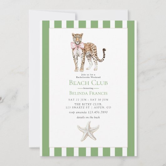 Coastal Chic Beach Club Bachelorette Weekend Einladung (Vorderseite)