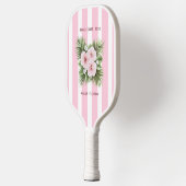 Coastal Chic Beach Club Pink Stripe Tropical Pickleball Schläger (Links)