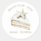 Coastal Chic Beach Club Starfish Cake Runder Aufkleber (Vorderseite)