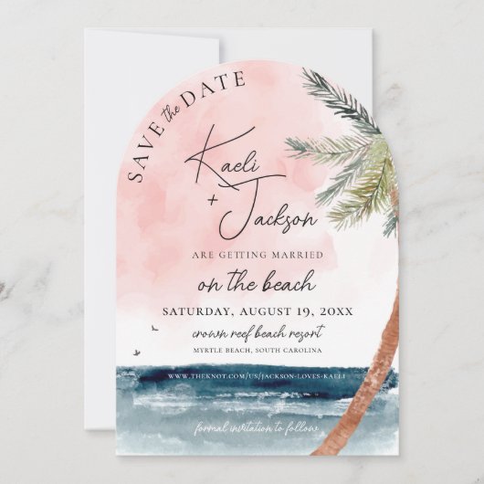 Coastal Chic Beach Foto Hochzeit Save the Date Einladung (Vorderseite)