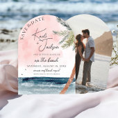 Coastal Chic Beach Foto Hochzeit Save the Date Einladung