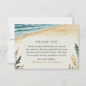 Coastal Chic Beach Watercolor Hochzeit Dankeskarte (Vorderseite)