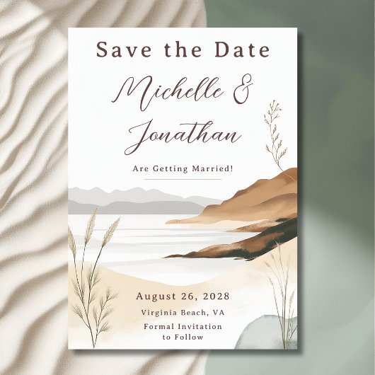 Coastal Chic Beach Watercolor Hochzeit Save The Date