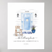 Coastal Chic Beachy Watercolor Blue Front Door Poster (Vorne)