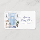 Coastal Chic Beachy Watercolor Blue Front Door Visitenkarte (Vorderseite)