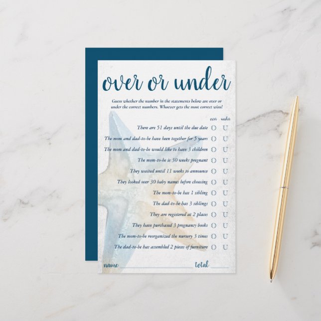 Coastal Chic | Blauer Starfish Over and Under Game (Vorderseite/Rückseite Beispiel)