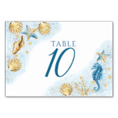 Coastal Chic | Blue and Gold Coral Reef Tischnummer (Rückseite)