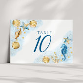 Coastal Chic | Blue and Gold Coral Reef Tischnummer